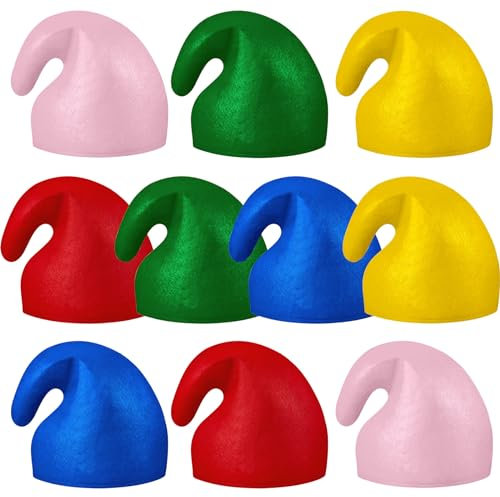 Jadive 20 Stück Karneval Neuartige Zwergenmützen Lustiges Halloween Kostüm Bunte Zipfelmütze Zwerg Kostüm Wichtelmützen für Erwachsene Mädchen Jungen Zubehör Geschenke, Rot, Grün, Blau, Gelb, Rosa