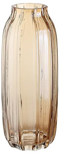 Grande vaso in vetro ambrato per fiori a coste, alto, vaso da pavimento dorato, 32 cm, vaso decorativo per casa, tavolo, centrotavola, fiori, decorazione e fattoria (marrone, 32 cm)