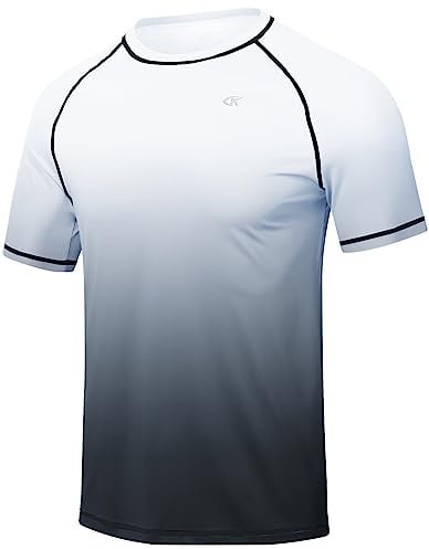 Huayuzh Herren UV Shirt Rashguard T-Shirt Schwimm Shirt Schnelltrocknend Leicht Atmungsaktiv Surfen Angeln Wandern Top