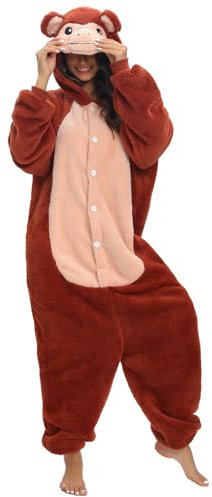 Xinlong Schlafanzug Damen Lang Winter Einteiler Affen Tierkostüm Erwachsene Kostüm Jumpsuit Mit Kapuze Damen Kuschelig Pyjama Fleece Onesie Kleidung