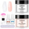 lofuanna Dip Powder Nail Kit-30g Clear&Nude Dipping Powder Starter Kit with 2 IN 1 Base&Top Coat and Activator,No UV/LED Needed,Easy Apply Nail Art Manicure Set for Beginners