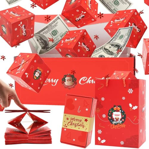 Überraschungsbox Explosionsbox,Geldgeschenk Weihnachten,Überraschungsbox-geschenkbox,Faltbare Pop-Up Geschenkbox,Mystery Surprise Box,Geldexplosion Geschenkbox für Weihnachten Valentinstag Geburtstag