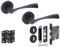 HANDLEZONE® Zena Door Handles on Rose 3 Lever Lock Pack with Ball Bearing Hinges - Black Matt