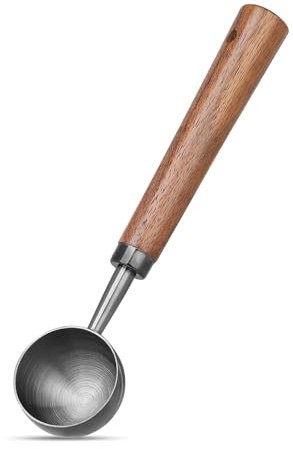 Cuchara medidora de café, cuchara de café de acero inoxidable de capacidad de 10 g, cuchara de medición de cocina para té de café, cuchara de grano de café, cuchara de helado, mango de nogal