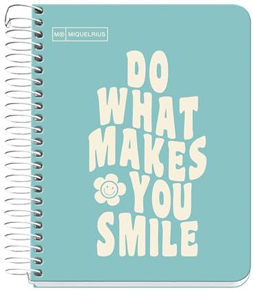 Miquelrius Notizbuch, A6, Notizbuch, 1 Farbband, 100 Blatt 90 g/m², 7 mm quer liniert, ohne Bohren, Einband aus Hartpappe, hellblau