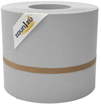 zaun|zu® Premium 26m Rolle Sichtschutzstreifen | genarbte Oberfläche | Lederstruktur | PP für Doppelstabmatten UV-beständiger Sichtschutz | Zaunblende Made in Germany Lichtgrau, 26m