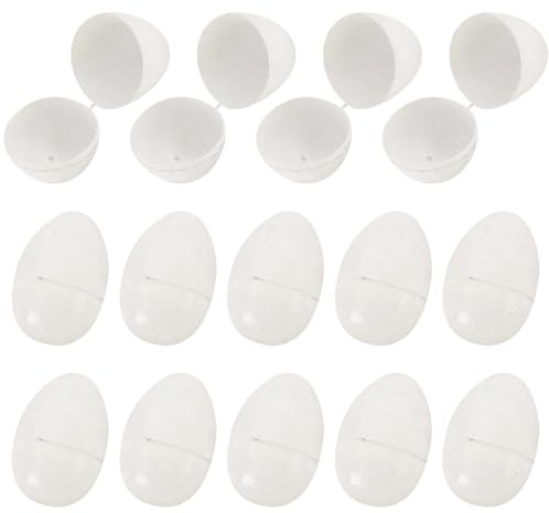 JIHUOO 50 Stück leere Kunststoff-Ostereier weiß blanko Ostereier kleine befüllbare Eier Osterkorb Eier DIY Basteleier künstliche Eier für Dekoration