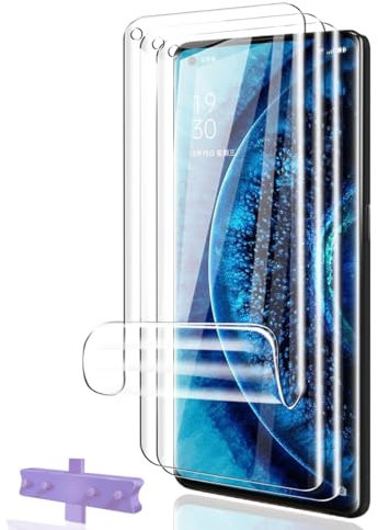 Phlleyaa Protector de Pantalla para OPPO Find X2 Pro,TPU Película Protectora 3 Pack,HD Cristal,Sin Burbujas,Anti-Arañazos,Fácil de Instalar Protector para OPPO Find X2 Pro Vidrio Templado