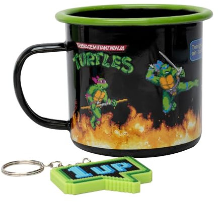 Ninja Turtles Thumbs up TMNT Tasse mit Schlüsselanhänger, Kaffeetasse mit bekannten Charakteren, 500 ml, Ideale Geschenkidee