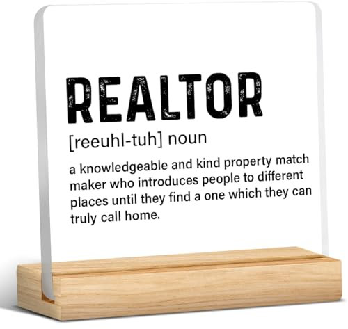Bestes Maklergeschenk, Realtor-Geschenkideen, Geschenk für Makler, Männer und Frauen, Realtor-Definition, Acryl, Schreibtischschild, Dekoration, 10,2 x 10,2 cm