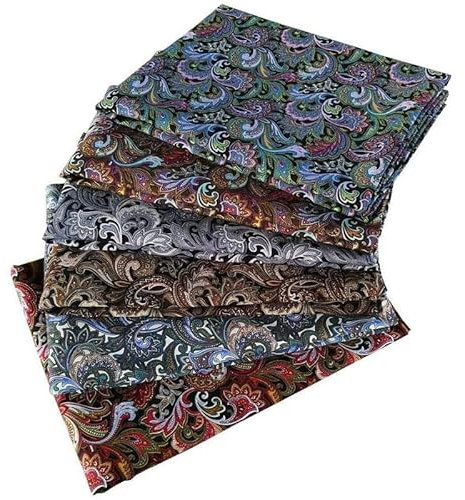 CraftsFabrics Baumwollstoff mit Paisley-Muster, Quilten, Patchwork-Stoff, Fat Quarter Bündel, Stoff für Bastelarbeiten, Stoffnähen, 6 Stück