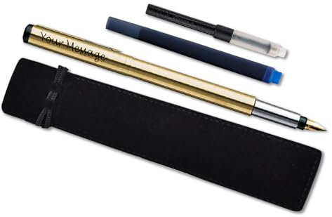 Personalised Parker Vector Fountain Pen | With Colour Option (Blue or Black Ink Cartridge) & Converter | Elegant Gift Bag | Birthday Gift Perfect for Men & Women with Laser Engraving (Gold)