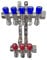AQUA HEATING Wasserverteiler Set Verteiler Warmwasser Kaltwasser Trinkwasser Heizung Industrie Wasseranschluss Messing Vernickelt 1 Zoll 16x2 mm PEX 5 Wege Blau 3 Wege Rot