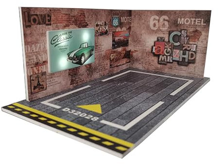 perfk 1/24 Garage Druckguss Auto Vitrine Auto Parkplatz Szene Parkplatz Vitrine, Parkhaus Modell, Braun