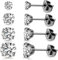 4 Paires 316L Acier inoxydable CZ Lot Boucles D'oreilles Femme Homme Cartilage Helix Boucles D'oreilles Piercing Ronde Cubique Zircone Boucle D'oreille à Vis à Billes Dos Plat Barbell, noir, 3-6mm