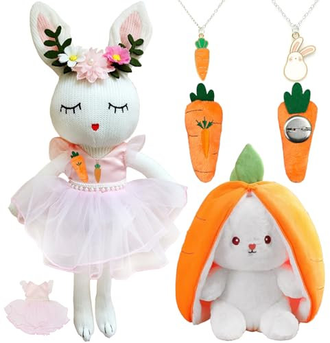 AUNGCSHE 5 Stück Erdbeerhasen Plüschtier, Karotten Hasenplüschtier, für Jungen, Mädchen, Kinder Geburtstagsgeschenk