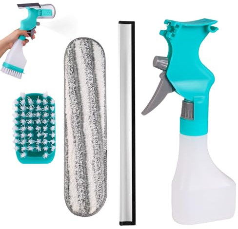 Pulitore per Finestre Tergicristallo 4 in 1,Rimovibile Tergivetro per Finestre,Kit Pulizia Modulare Vetri,Attrezzi per Vetri Interni,per Finestre, Doccia, Bagno, Cucina, Auto, Piastrelle