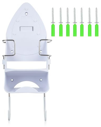 PopuLike Wall Mounted Iron Holder, Ironing Board Hanger with Triple Fixing, Cord Management for T/Y Shape Boards Laundry Room Organizer, White