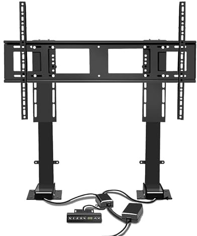 Supporto TV elettrico – Supporto da pavimento regolabile per TV LCD da 55 a 100 pollici, sollevamento automatico con telecomando e memoria, design salvaspazio, facile installazione, opzione di