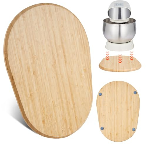 VEVOR Brett, oval, 399x282x23 mm, Unterlage kompatibel mit Standmixer, Bambusbrett mit PTFE-Füße, verhindert Dampfschäden an Schränken, Holzbrett, ideal für Küchenmaschine