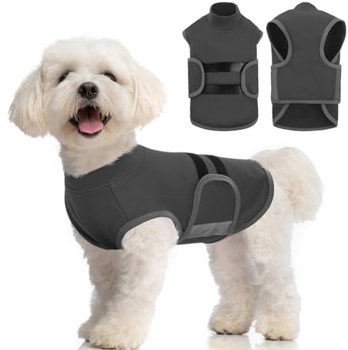 IECOii Beruhigungsweste für Hunde, Angstjacke für Hunde, Wickel-Angstjacken-Shirt zur Linderung von Angstzuständen, hält den Hund ruhig bei Gewitter, Feuerwerk, Reisen, Tierarztbesuchen, Grau, S
