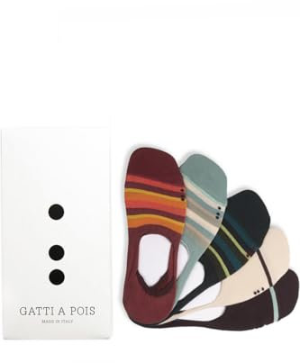 GATTI A POIS Set 5 Paia Salvapiedi a Righe in Filo di Scozia, Elegante, Cotone UNISEX (IT, Numero, 35, 38, Regular, Regular, Multicolore)