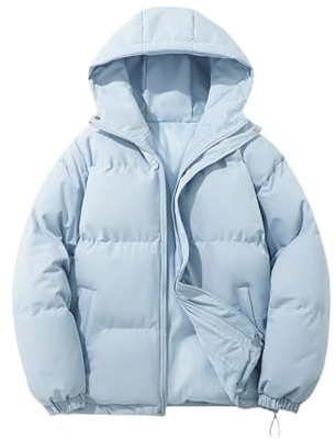 HOOUDO Quilted Jackets for Women Hooded Puffer Down Winter Coat Ladies Padded Hoodie Top Plain Coats Lightweight Waterproof Jacket