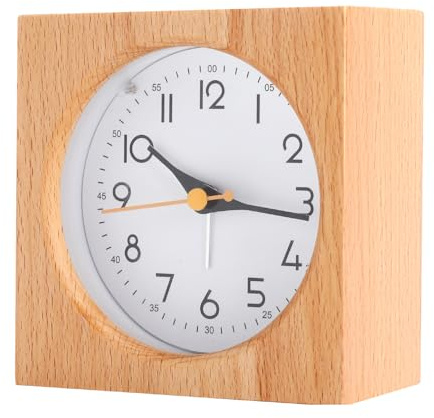 Wecker Analog Holz, Wecker Kinder Ohne Ticken analoge Nachttisch-Holzuhr | Weckers Holzoptik Nachttisch-Uhr mit Schlummerfunktion und Nachtlicht, Weckers mit Nachtlicht, für Schlafzimmer Reise
