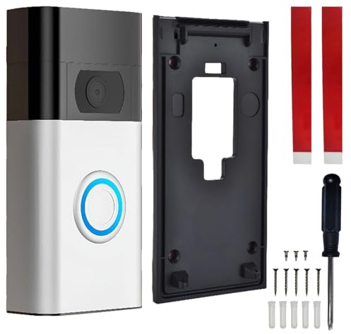 Replacement Wall Mount Bracket for 2nd Generation Ring Doorbell, No Drill Doorbell Mount Strong Self-Adhesive Plate, Ring Doorbell Accessories, Adhesive Door Holder for Homes, Apartments and Offices