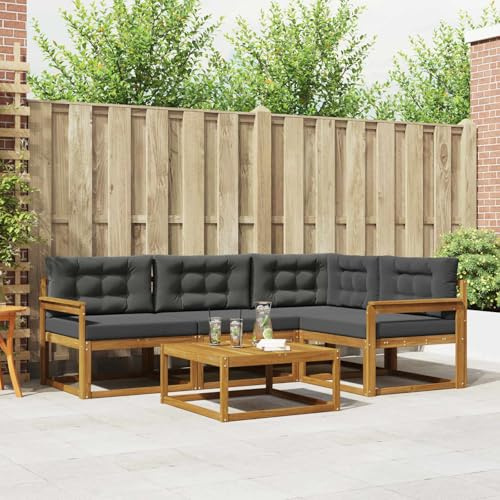 KKHOMEI Lounge Set Holz Ecklounge Gartenmöbel Set L Form Balkon Lounge Klein Gartenlounge Set Holz Loungemöbel Set Balkonsofa