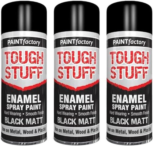 FAMBIZ Enamel Black Matt Spray Paint, Easy To Apply, Long-Lasting Protection, Non-Cracking, Perfect for Metal, Wood, Plastic, Furniture, Automotive Parts, Indoor & Outdoor Use, 400ml, (3 Pcs)