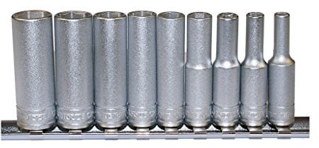Teng M1407 Deep Socketmetric Clip Rail Set10 Piece 1/4 Square Drive