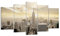Wandbilder Dekoration Wohnzimmer Stadt Wolkenkratzer Manhattan New York Bilder auf Leinwand 160x85cm Leinwandbild Schlafzimmer Set 5 teilige Kunstdruck Art Groß XXL Wanddeko Bild Canvas EA160x85-2630