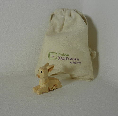 Zicklein hell liegend Lotte Sievers-Hahn 3,0 cm mit Baumwollbeutel Krippenfigur (Ziege)