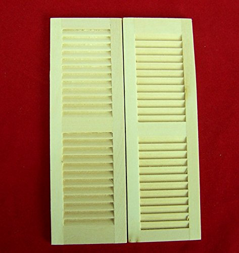 Krippenbau-Lewen 1 Paar Fensterläden, Puppenstube, Weihnachtskrippe, aus Holz, Natur 11,7x3,8x0,4