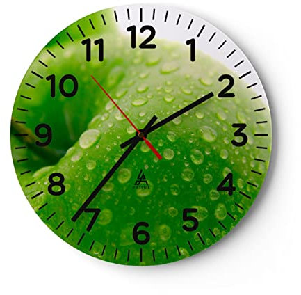 Modern Wanduhr Apfel Obst Vitamin Gesundheit 40x40cm Rund Groß Wand Uhr Glas Analog Zimmeruhren Küche Büro Wohnzimmer Glasuhr Wall Clock Dekoration Design Wanddekoration Küchenuhr C4AR40x40-1335