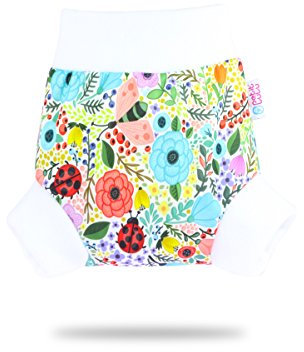 Petit Lulu Überhose (Schlupfüberhose) Größe L (9-13 kg) für Höschenwindeln und Nachtwindeln (Blumen)