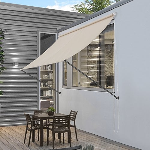pro.tec Toldo Montando en la Pared - Beige - 200 x 120 cm - Terraza Balcón Toldo Extensible - Persiana de la Ventana Exterior