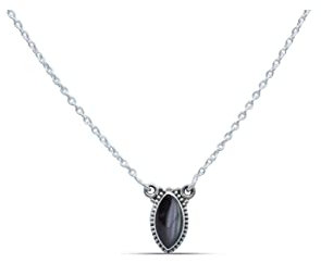 Kette 925 Silber Onyx schwarzer Stein Edelstein Collier Silber Damen Sterling Silber Halskette Geschenk (MCO-011-03)