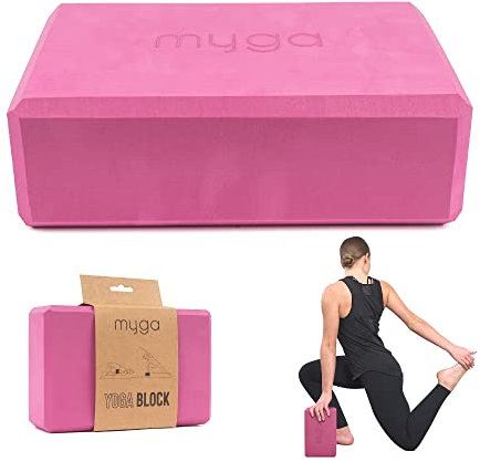 MYGA Yoga Block - Lightweight EVA Foam Yoga Brick - High Density Non-Slip Block for Pilates, Balance and Flexibility - Plum