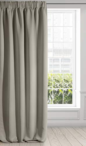 Eurofirany Logan Vorhang Blickdicht, Blackout, Satin Verdunkelungsvorhang mit Kräuselband-1 STK. Elegant, Glatt, Einfarbig, Wohnzimmer, Schlafzimmer, Cappuccino, 135x270 cm