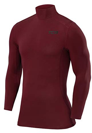 TCA Men Long Sleeve Compression Shirt, Athletic Workout Sports Undershirt Base Layer Top - Cabernet, XL