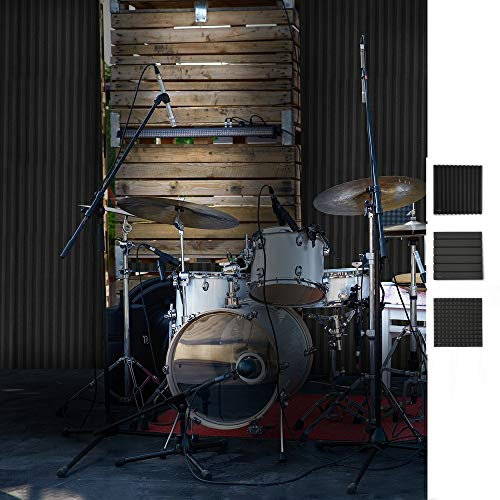 ANTEVIA - Lot de 12 Panneaux acoustiques mousse adhésifs - 3 MODÈLES AU CHOIX (Triangle)