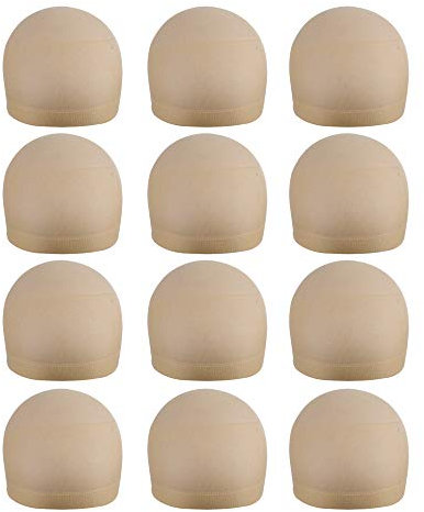 12 Stück Haarnetz Nylon Wig Caps Perückenkappe Set Elastische Atmungsaktive Haarnetz für Perücken (Beige)