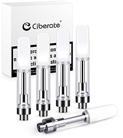 Ciberate 5 piezas cbd Vaping Cartucho de bobina de cerámica eCig Atomizador Tanque para cigarrillos electrónicos Vape Plumas Kits de inicio Aceite de CBD Compatible con THC 510 Hilo sin nicontina