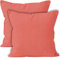 Encasa Set di 2 federe per cuscini in cotone I 16x16 in (40x40 cm) - Coral I Senza inserto I Tinta unita Square Federe I Lavabili in lavatrice | Solo per uso interno