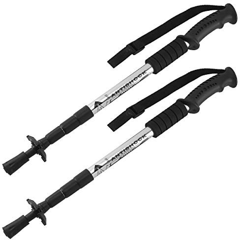 MidGard Teleskop Nordic Walking Stöcke, 50-110 cm höhenverstellbar, Antischock Dämpfung, Wanderstöcke Silber 2 STK.