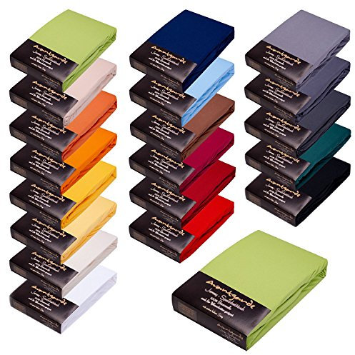 Avantgarde Premium Spannbettlaken 90x200-100x220 - hoher 40cm Steg auch f. Boxspringbett & Wasserbett - Spannbetttuch ca.170g/m² - Bettlaken - 100% Jersey Baumwolle ÖKO-TEX (08 Hellgrün)