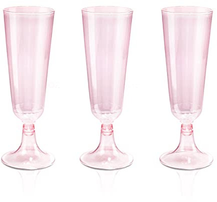 BUCLA Einweg-Champagnerflöten, Kunststoff, 142 ml, Rosa, 60 Stück