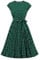 Wellwits Women's Polka Dots Cap Sleeves Pleated Vintage Dress Green XL